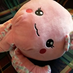 Pink kawaii plush stuffed octopus bow toy